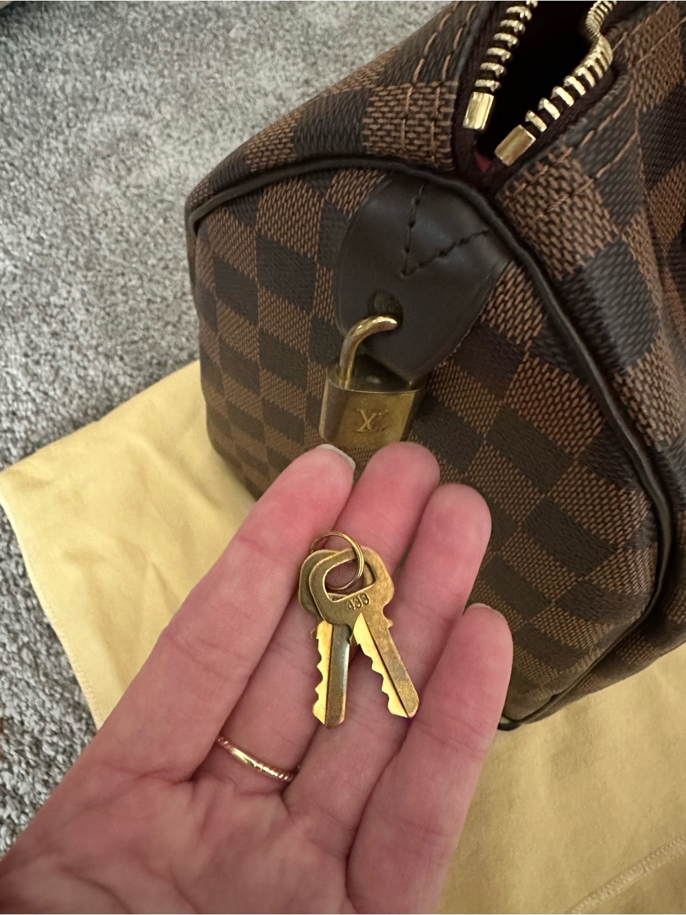 Louis Vuitton Damier Ebene Speedy 30 Duffel Bag in Brown - Picture 6 of 6